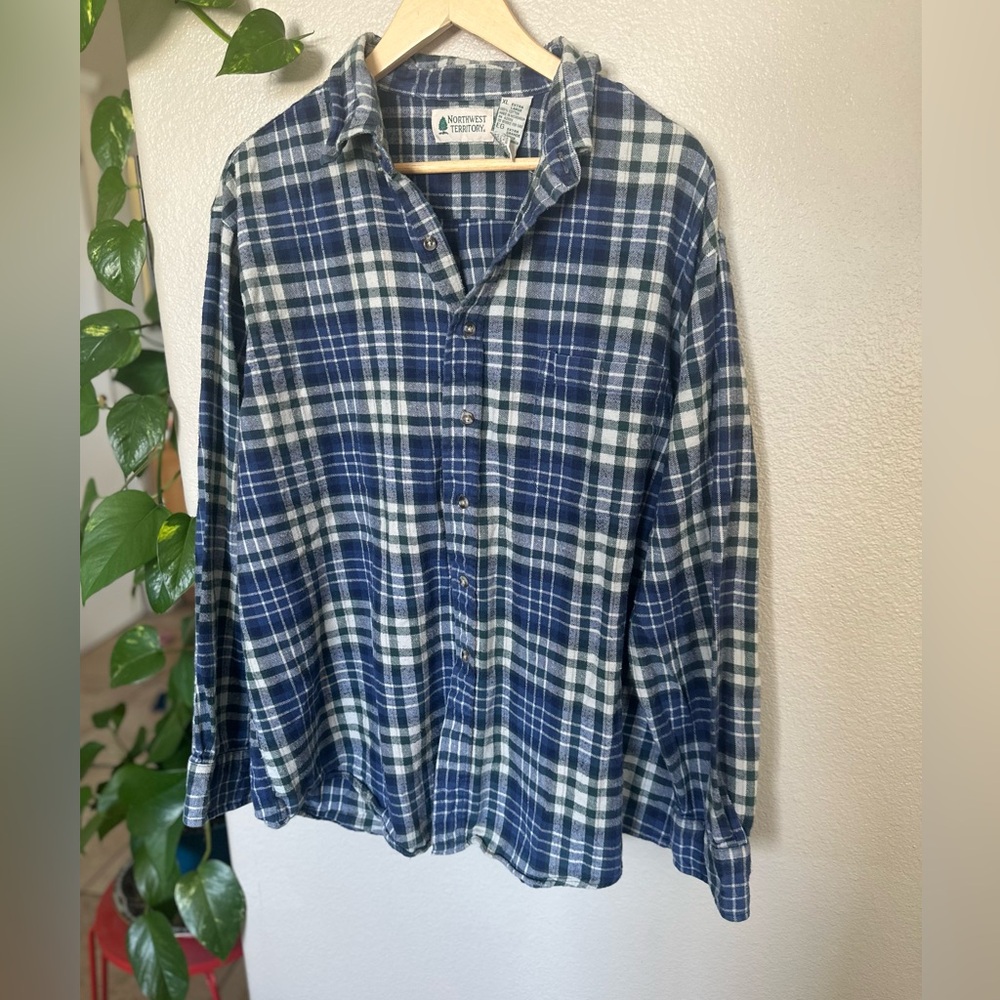 Northwest Territory Navy and White Plaid Flannel Shirt